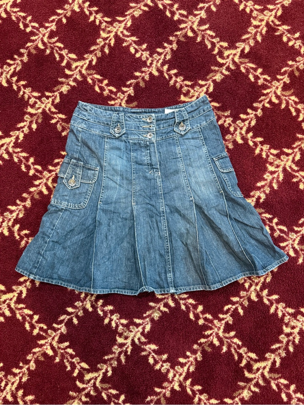 Denim A-Line Mini Skirt in Blue